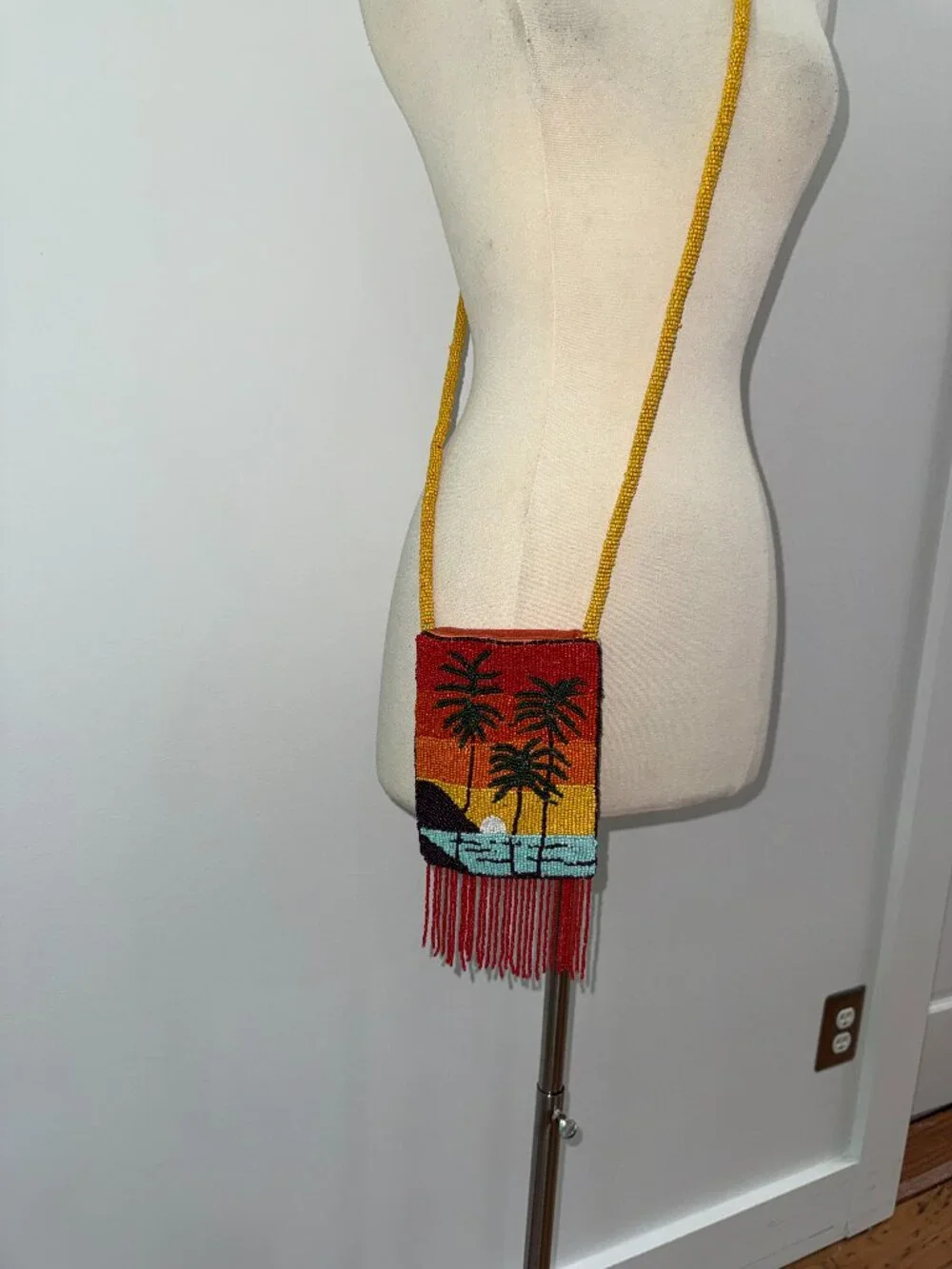 Urban Outfitters Beaded Sunset Palm Crossbody Bag New